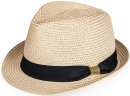 S444- LADIES STRAW TRILBY HAT WITH RIBBON BAND