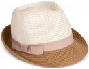 S447- LADIES STRAW TRILBY HAT WITH RIBBON BAND