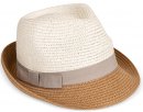 S447- LADIES STRAW TRILBY HAT WITH RIBBON BAND