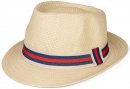 S451- MENS STRAW TRILBY WITH STRIPE BAND