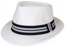 S453- MENS STRAW TRILBY WITH STRIPE BAND