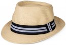 S453- MENS STRAW TRILBY WITH STRIPE BAND