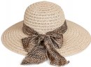 S467- LADIES WIDE BRIM STRAW HAT WITH SCARF BAND