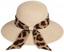 S469- LADIES WIDE BRIM HAT WITH LEOPARD PRINT SCARF BAND