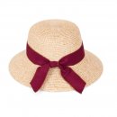 S474- LADIES STRAW SHORT BRIM  HAT WITH COLOURED BAND