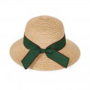 S474- LADIES STRAW SHORT BRIM  HAT WITH COLOURED BAND