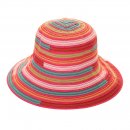 S475- LADIES SHORT BRIM MULTICOLOURED STRAW  HAT