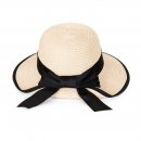 S477- LADIES COLOURED SHORT BRIM STRAW HAT BOW BAND