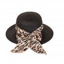 S480- LADIES SHORT BRIM STRAW HAT WITH SCARF BAND