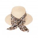 S480- LADIES SHORT BRIM STRAW HAT WITH SCARF BAND