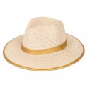 S488-LADIES STRAW FEDORA WITH MATELLIC BAND/BRIM