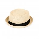 S497-MEN'S STRAW PORKPIE WITH PLAIN RIBBON BAND