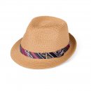 S499- ADULTS UNISEX STRAW TRILBY WITH AZTEC BAND