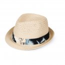 S501- LADIES STRAW TRILBY WITH DETAIL BAND