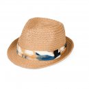 S501- LADIES STRAW TRILBY WITH DETAIL BAND