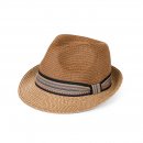 S509S- MENS STRAW TRILBY WITH DETAIL BAND - SMALL SIZE