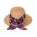 S519-LADIES WIDE BRIM STRAW WITH AZTEC BAND