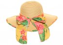 S530- LADIES WIDE BRIM STRAW HAT WITH SCARF BAND/BRIM