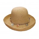 Bulk womens crushable straw hat with hell band