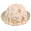 Wholesale white childs straw hat with turn up brim