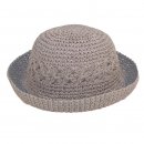 Wholesale grey childs straw hat with turn up brim