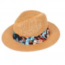 SC74- BOYS STRAW FEDORA HAT WITH TROPICAL BAND