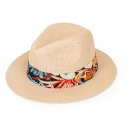 SC74- BOYS STRAW FEDORA HAT WITH TROPICAL BAND