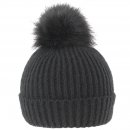 ZA9- LADIES KNITTED HAT WITH FAUX FUR POM POM