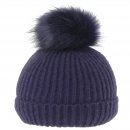 ZA9- LADIES KNITTED HAT WITH FAUX FUR POM POM