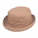 Bulk linen sun hat with turn up brim in biege
