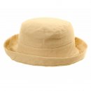 Cream coloured linen bulk sun hat with turn up brim