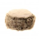 Wholesale ladies quilted faux suede hat with faux fur trim
