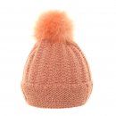 Wholesale ladies knitted bobble hat featuring soft lining in pink