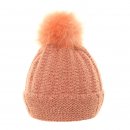 Wholesale ladies knitted bobble hat featuring soft lining in pink