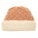 Wholesale knit hat with fleece turn up in light pink