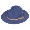 A1338 NY- NAVY LADIES FELT FEDORA WITH STUD BELT BAND