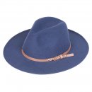 A1338 NY- NAVY LADIES FELT FEDORA WITH STUD BELT BAND