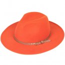 A1338 RT -RUST COLOUR LADIES FELT FEDORA WITH STUD BELT BAND