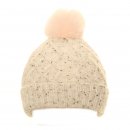 Wholesale ladies bobble hat with knitted materials and faux fur pom pom