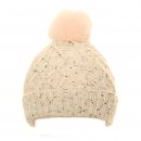 Wholesale ladies bobble hat with knitted materials and faux fur pom pom