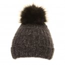 Bulk bobble hat with black faux fur pom pom