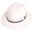 Wholesale mens fedora in white with stripe band