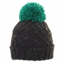 Bulk bobble hat from chunky knit materials and green pom pom