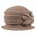 Wholesale crushable khaki wool hat with bow detail