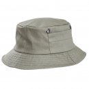 Wholesale mens cotton bush hat which features side pockets in stone colour