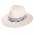 Wholesale mens cotton fedora hat with blue and white patterned band