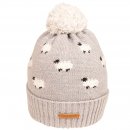 A1635- LADIES SHEEP PRINT KNITTED BOBBLE HAT