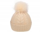 wholesale ladies bobble hats in cream