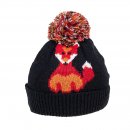 A1686 - LADIES FOX PRINT KNITTED BOBBLE HAT