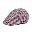 A1861- MENS CHECKED PREFORMED PEAK FLAT CAP